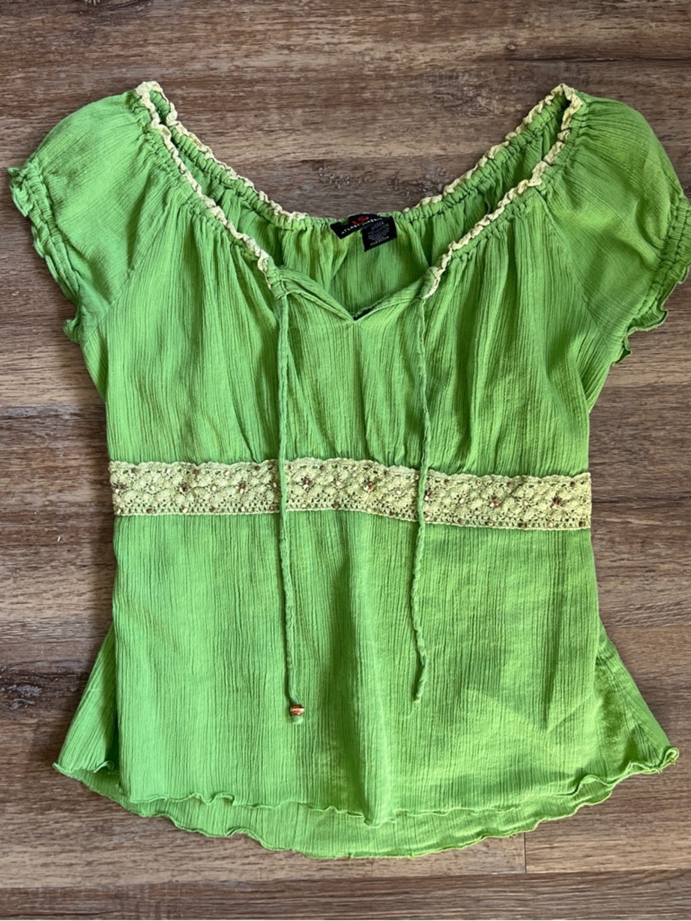 SOLD Green Peasant Top